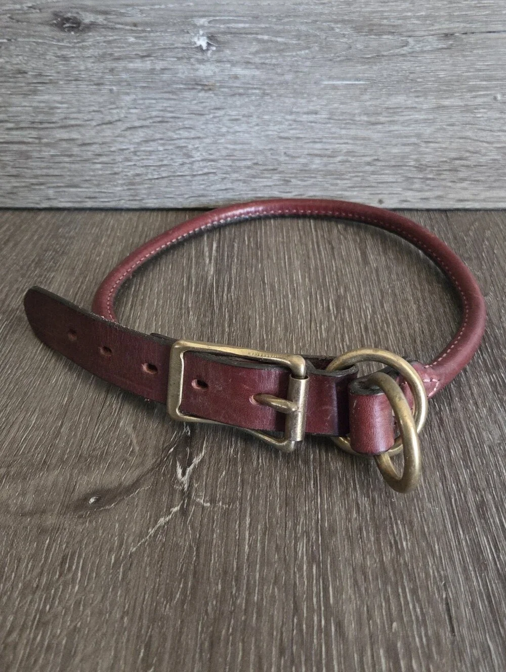 Mendota Leather Rolled Collar - Chestnut - 24